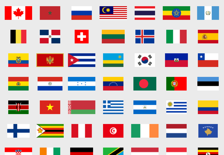 flags of the world with names of countries