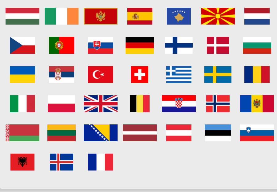 Países da Europa - bandeiras - Spielshow-Quiz