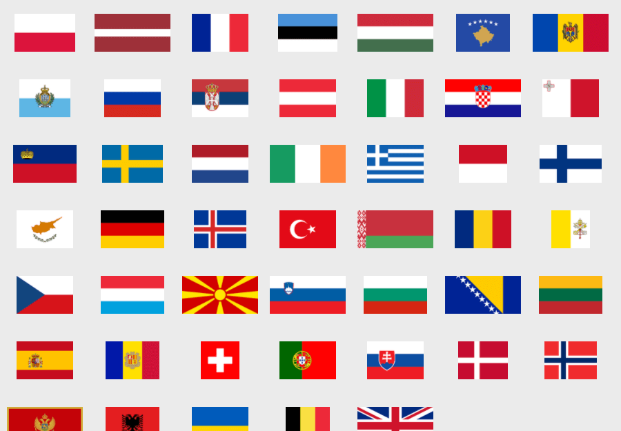 Europe: Flags (Easy Version) - Flag Quiz Game - Seterra