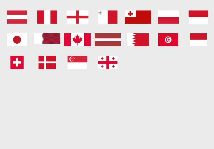 all countries with red and white flags